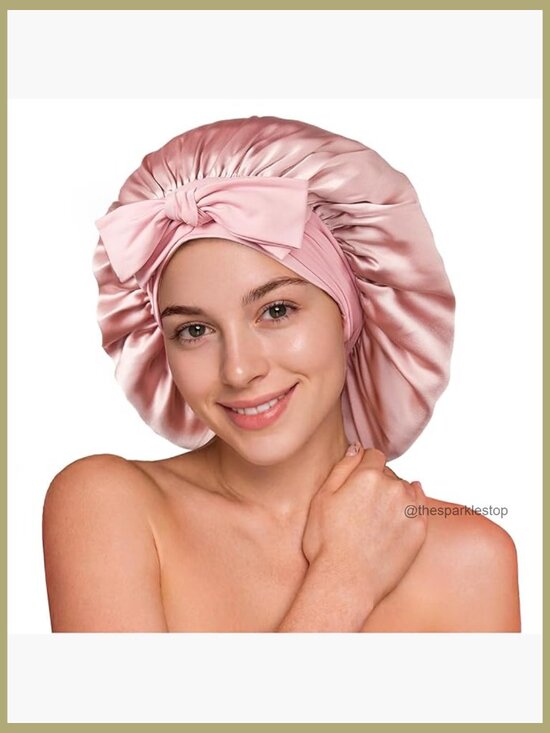 100% 22 Momme Mulberry Silk Bonnet for Sleeping Women Large Double Layer Hair